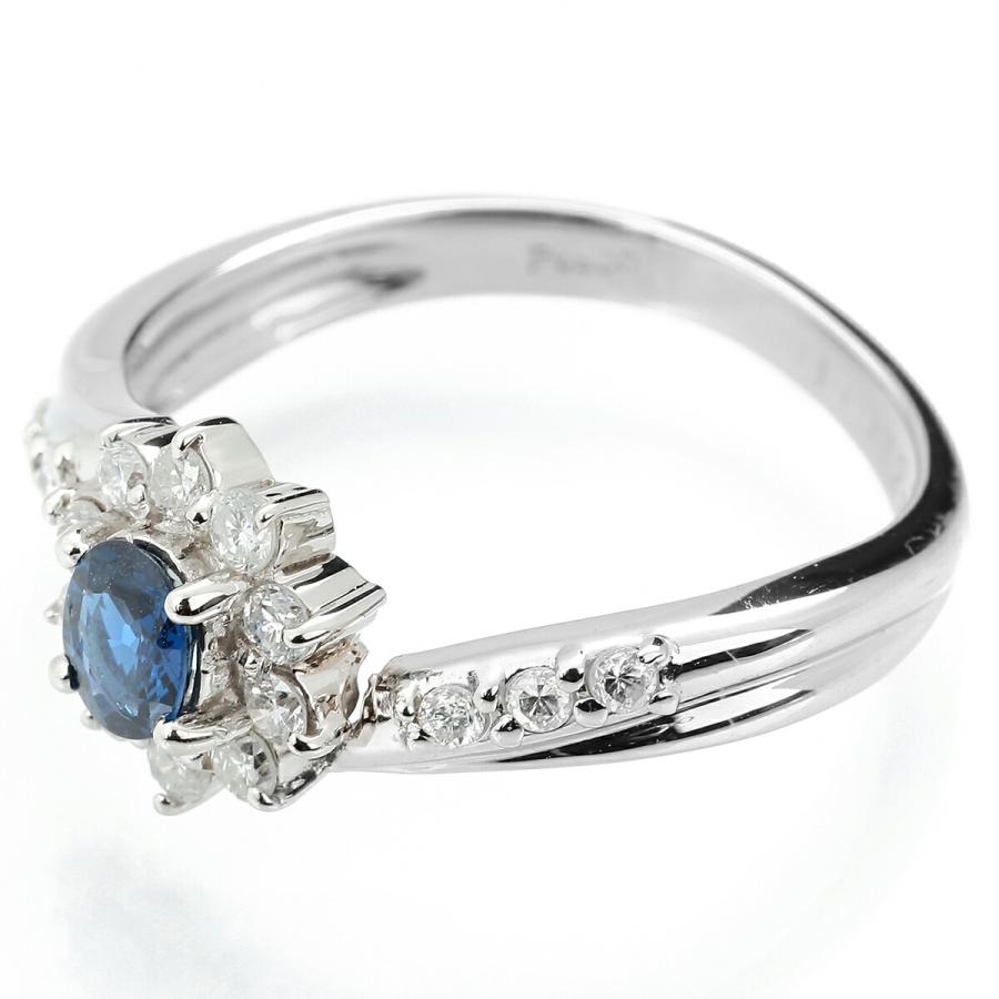 ブルーサファイア 0.30ct ダイヤモンド 0.28ct プラチナ Pt900 リング 