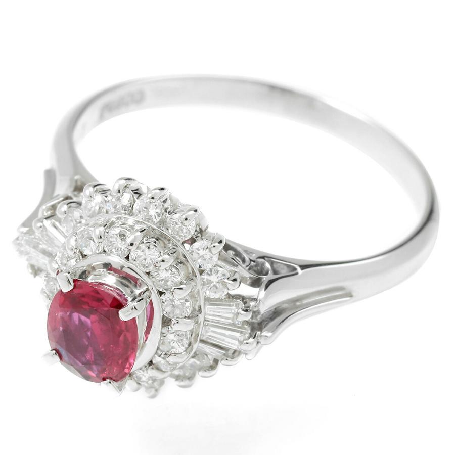ルビー 0.41ct ダイヤモンド 0.32ct プラチナ Pt900 ヘイローデザイン 