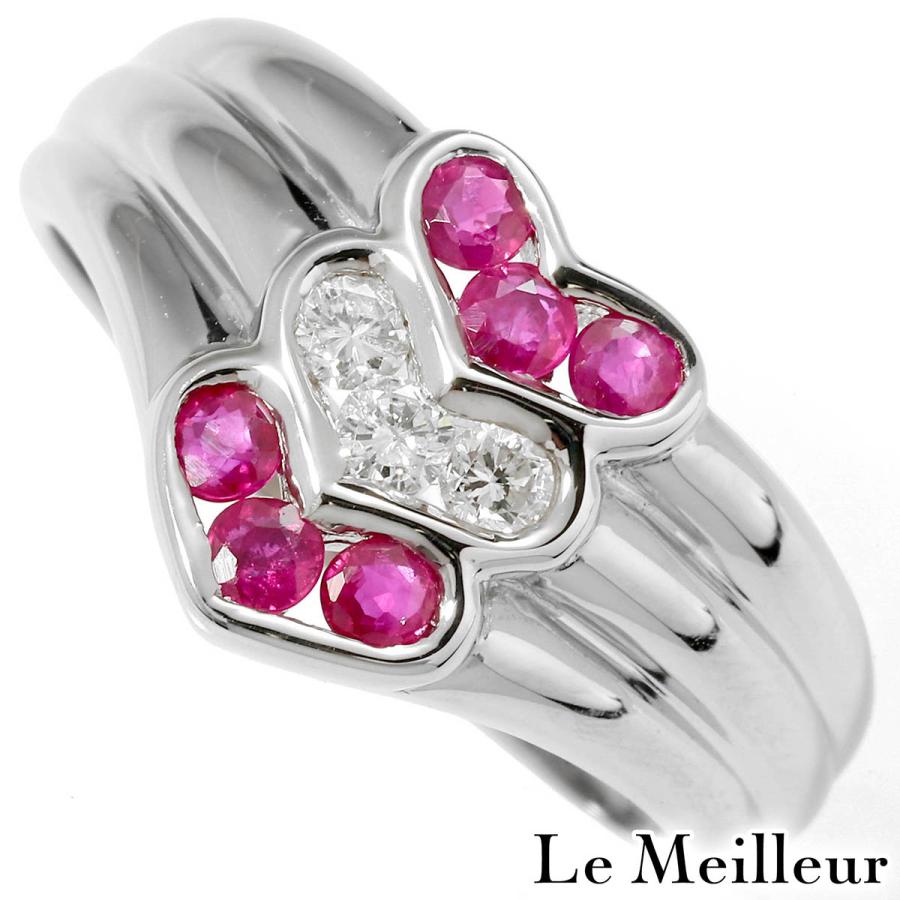 リング 指輪 ルビー 0.37ct ダイヤモンド プラチナ Pt850 12号 中古 