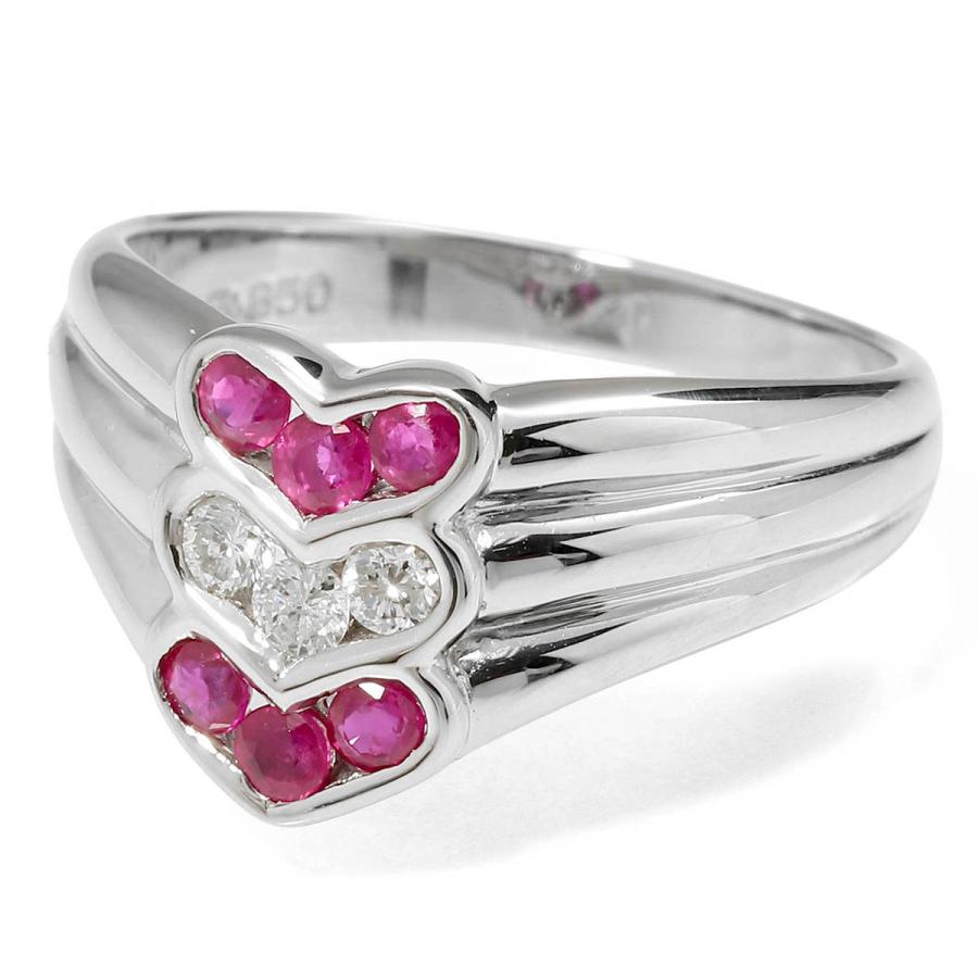 リング 指輪 ルビー 0.37ct ダイヤモンド プラチナ Pt850 12号 中古 