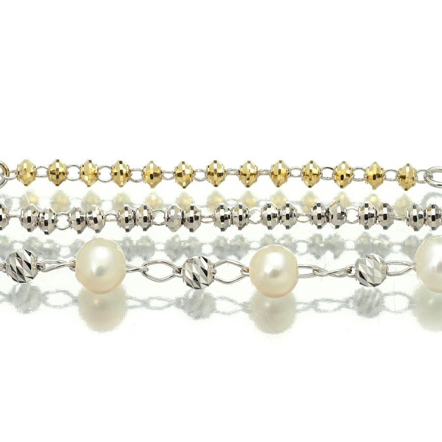 真珠 3.2〜3.4mm ホワイトゴールド K18WG 3WAY ロングネックレス 新品 