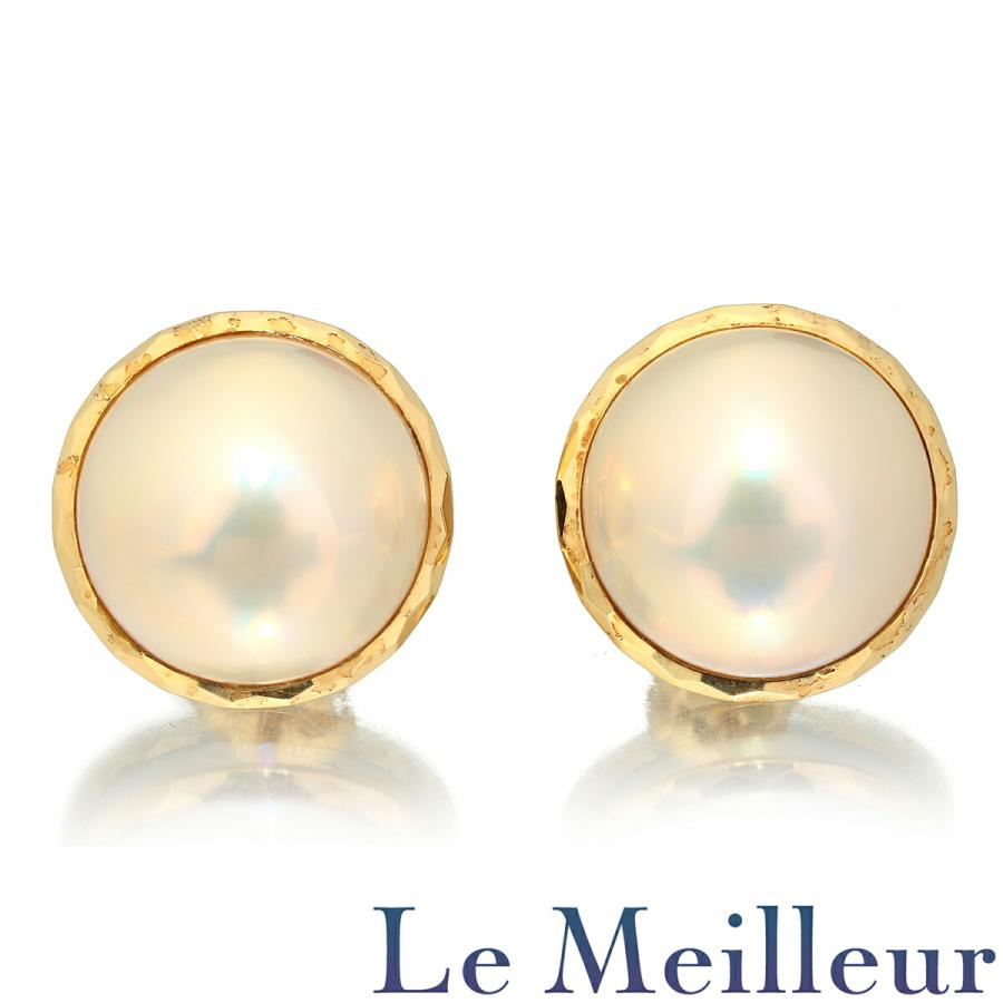 マベパールピアス マベ真珠 12.7mm K18 中古 プレラブド 返品OK : Le