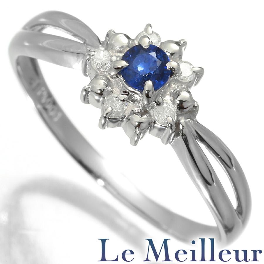 ヘイローデザインリング 指輪 サファイア ダイヤモンド Pt900 13号  