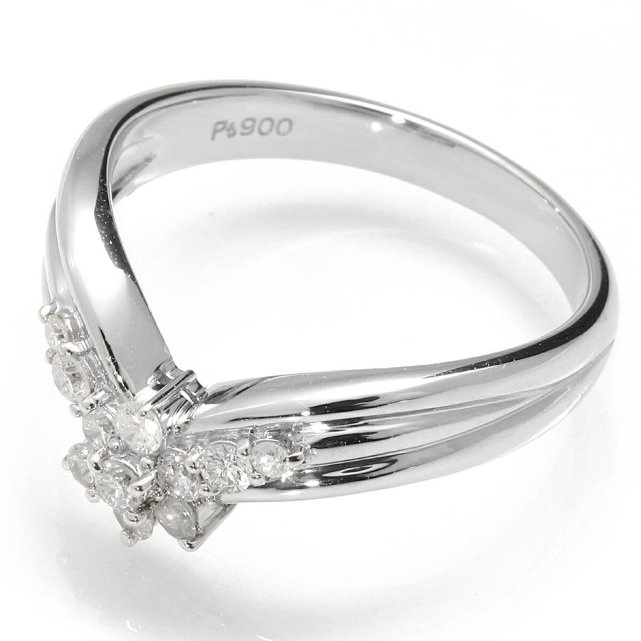 フラワーデザインカーブリング 指輪 ダイヤモンド 0.33ct Pt900 13号 