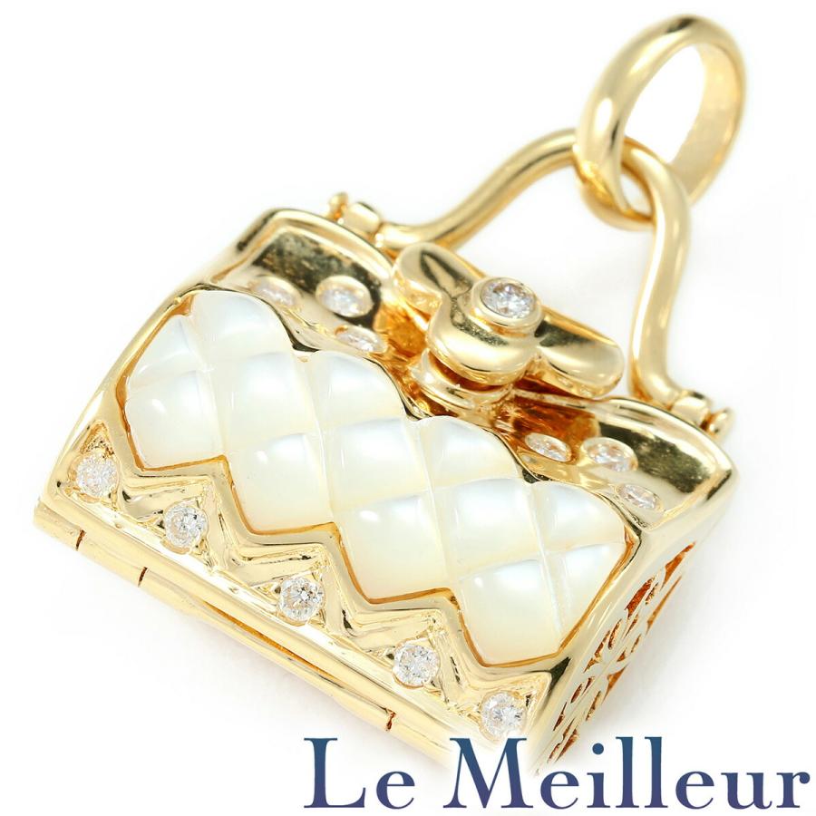 カバンモチーフペンダントトップ シェル ダイヤモンド K18 中古  