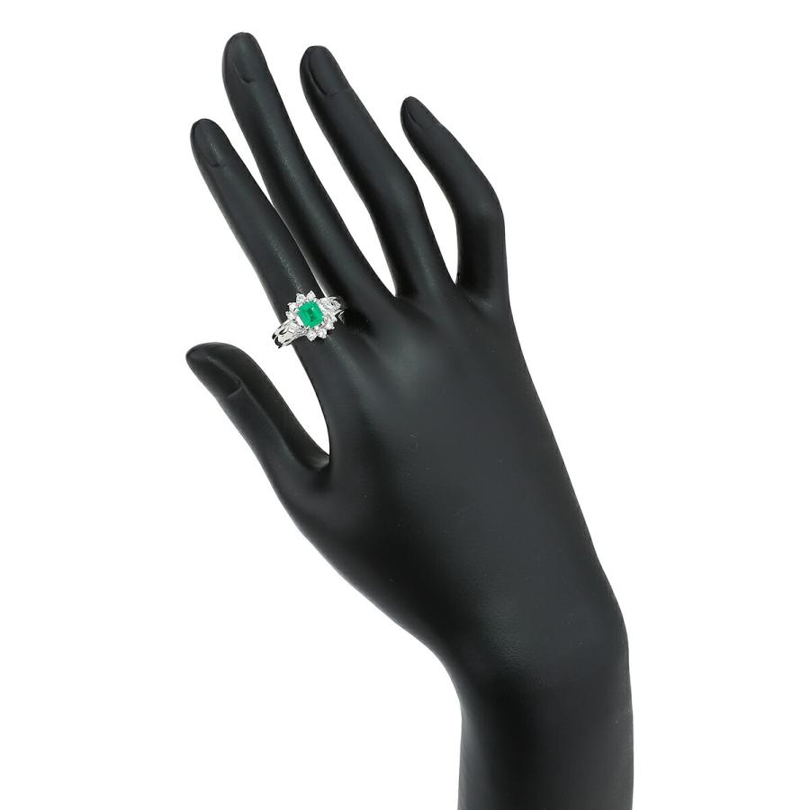 エメラルド 0.75ct ダイヤモンド 0.35ct プラチナ Pt900 ヘイローデザインリング 12号 指輪 新品仕上済 中古 返品OK RE-PRICE_3