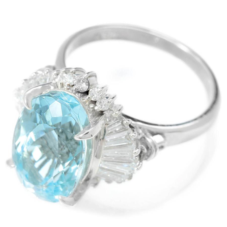 アクアマリン 6.43ct ダイヤモンド 0.95ct プラチナ Pt900 ヘイロー 
