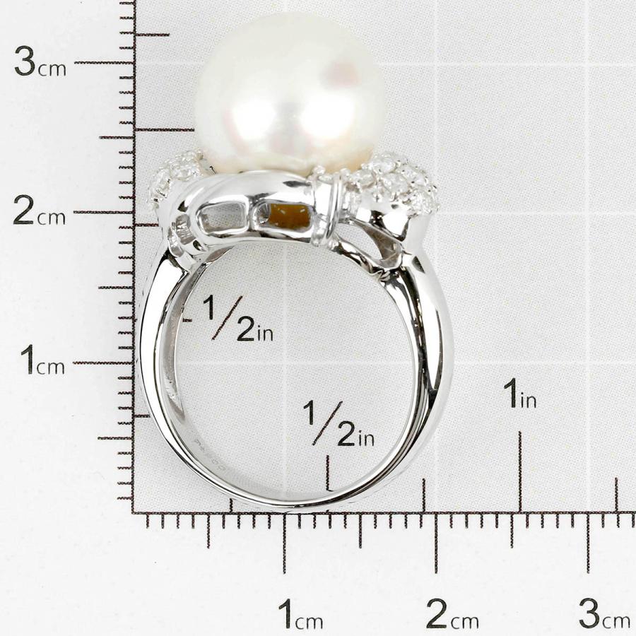 真珠 ダイヤモンド 0.65ct プラチナ Pt900 パールリング 14号 指輪