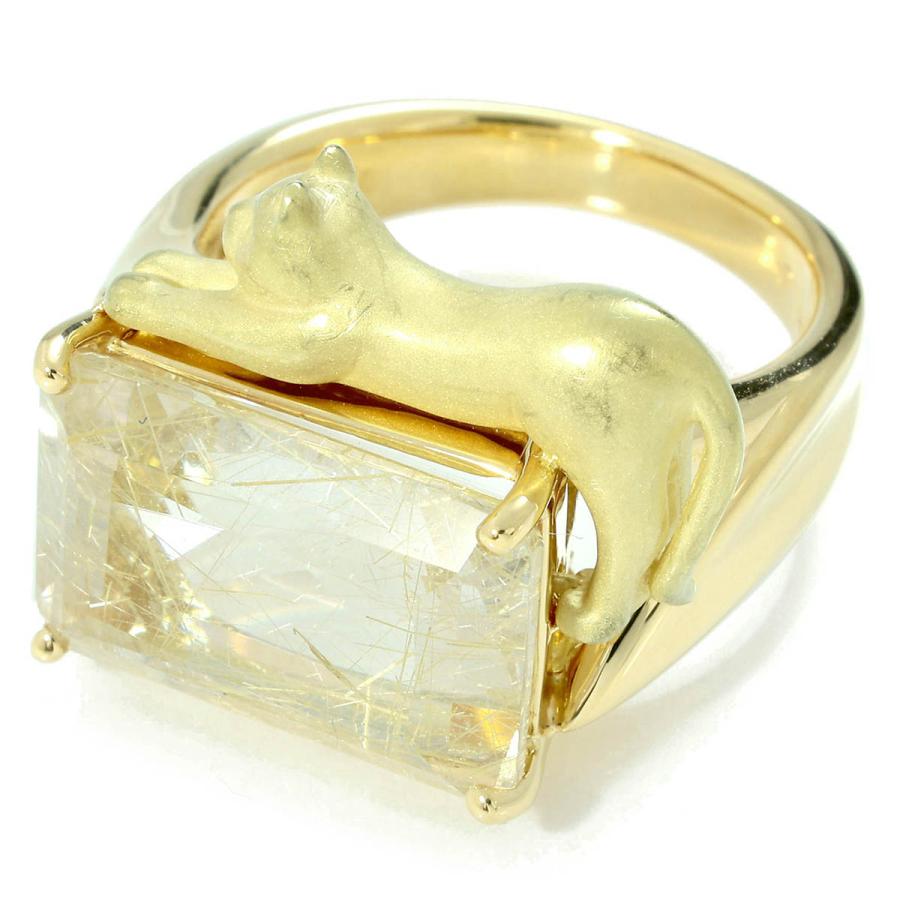 湯沢ひろ江 リング 指輪 ルチルクォーツ 7.00ct K18YG 13号 中古 返品