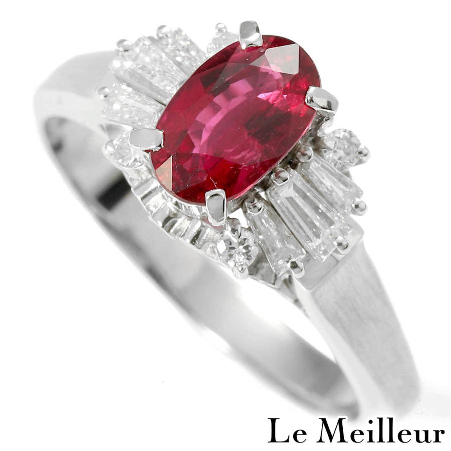リング 指輪 ルビー 0.88ct ダイヤモンド 0.31ct プラチナ Pt900 11号 