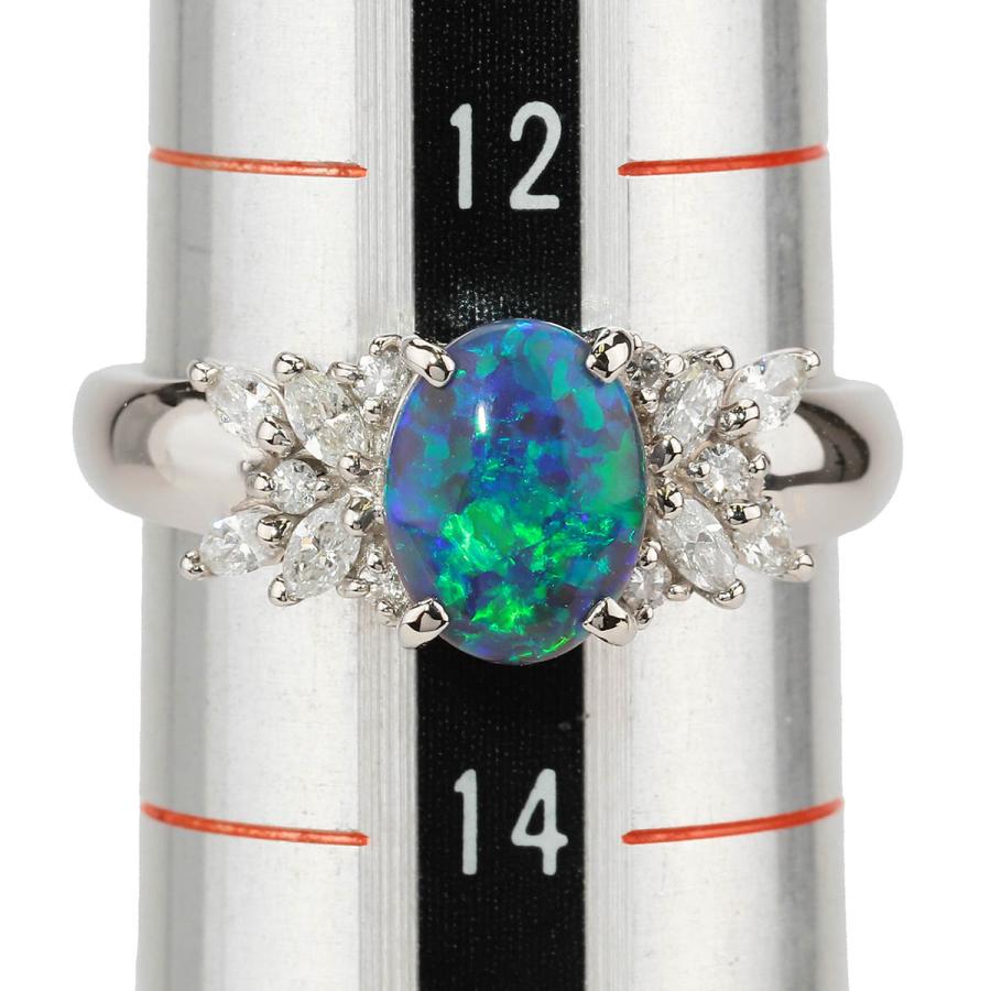 リング 指輪 ブラックオパール 1.02ct ダイヤモンド 0.30ct プラチナ