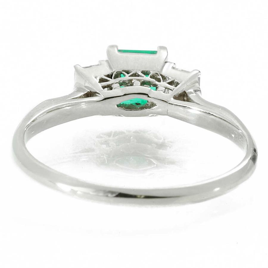 エメラルド 0.48ct ダイヤモンド 0.32ct プラチナ Pt850 スクエアー