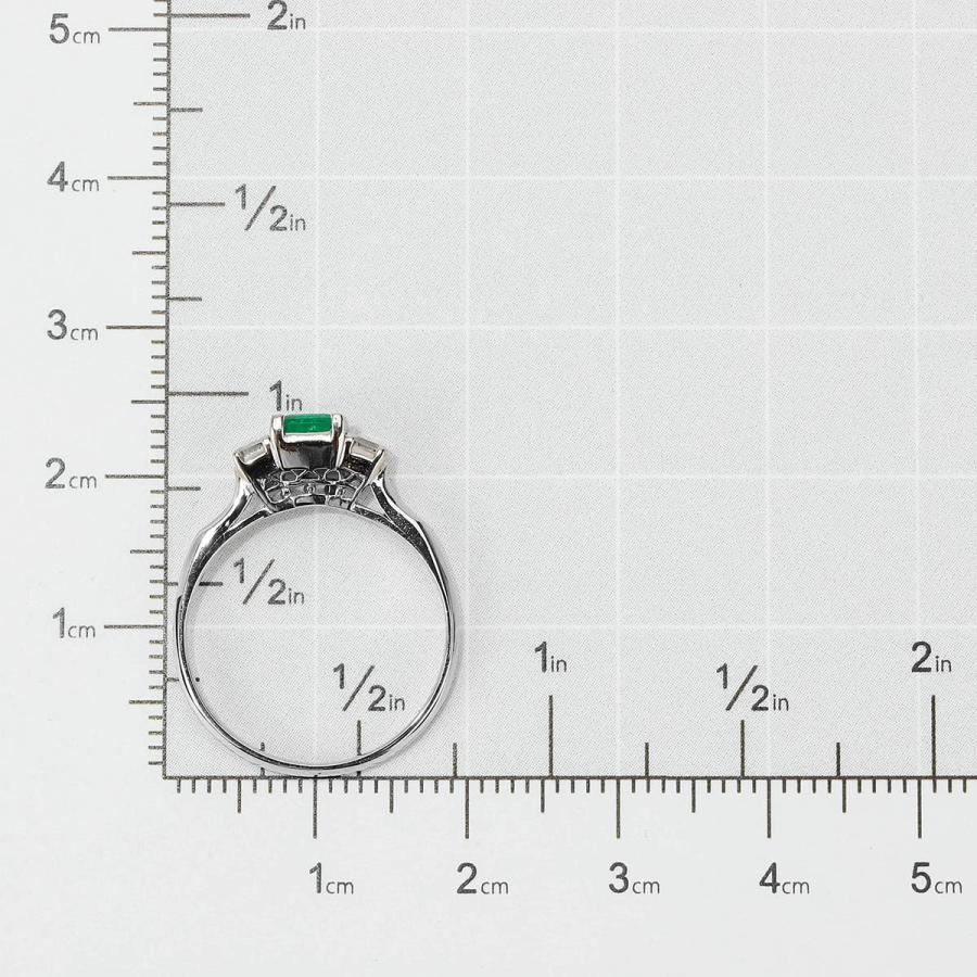 エメラルド 0.48ct ダイヤモンド 0.32ct プラチナ Pt850 スクエアー