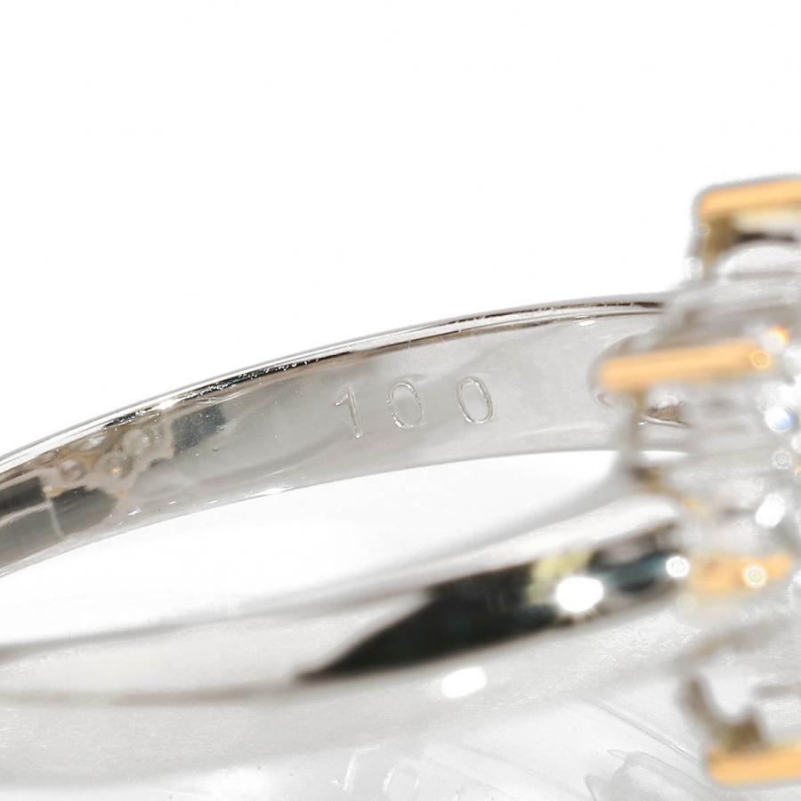 フラワーモチーフリング 指輪 ダイヤモンド 1ct プラチナ Pt900 13号