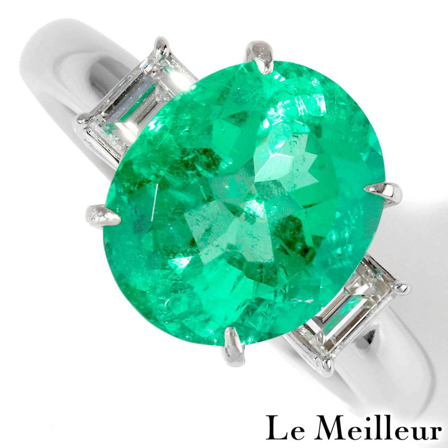 リング 指輪 エメラルド 4.05ct ダイヤモンド 0.38ct プラチナ Pt900