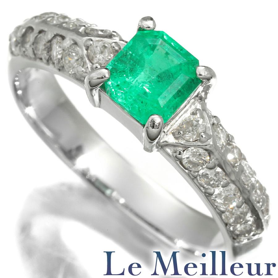 リング 指輪 エメラルド 0.77ct ダイヤモンド 0.44ct Pt900 11号 中古  