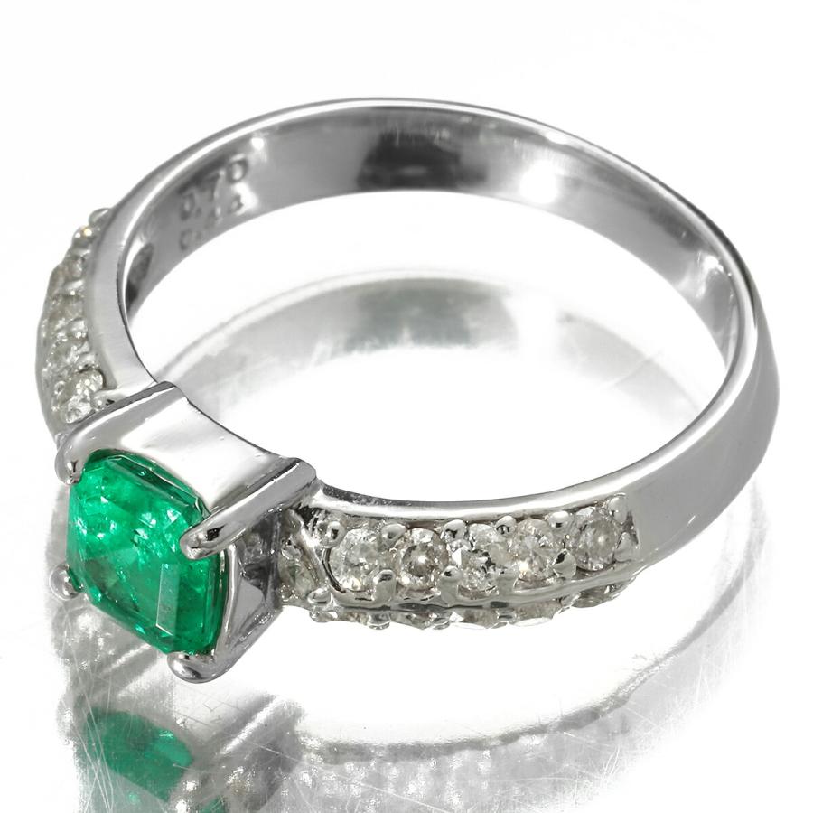 リング 指輪 エメラルド 0.77ct ダイヤモンド 0.44ct Pt900 11号 中古  
