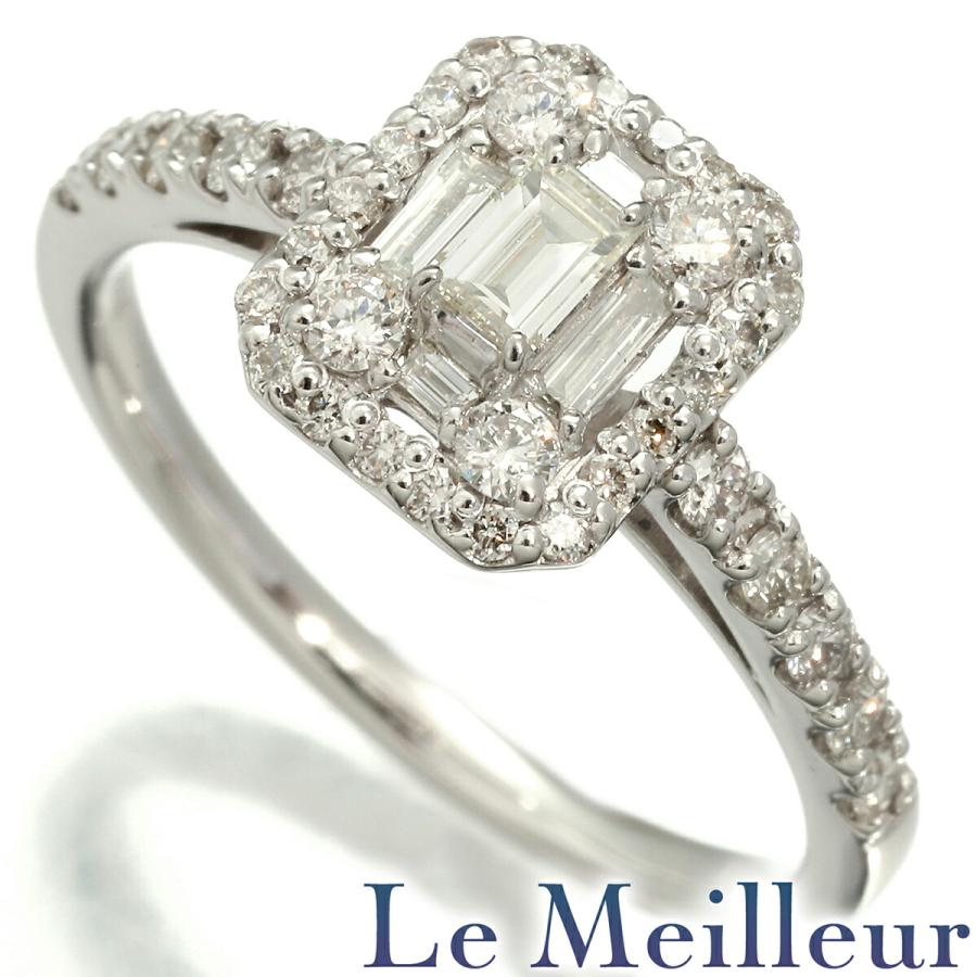 スクエアリング 指輪 ダイヤモンド 0.5ct Pt900 11号 中古 プレラブド  