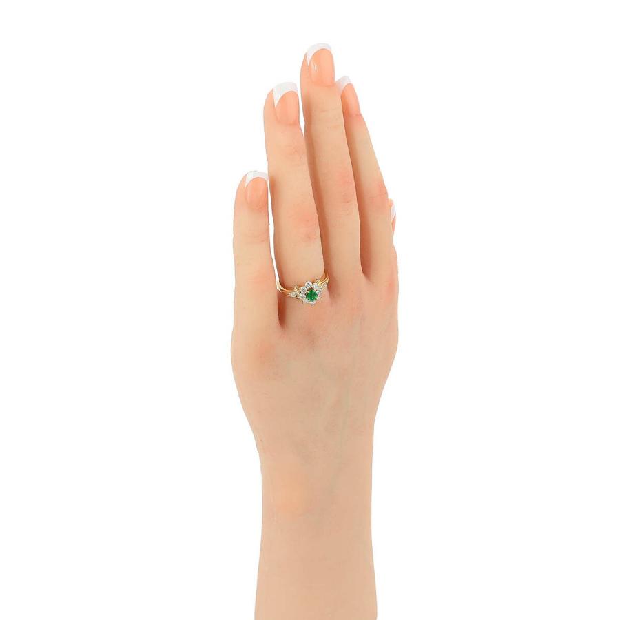 エメラルド 0.4ct ダイヤモンド 0.75ct イエローゴールド K18YG