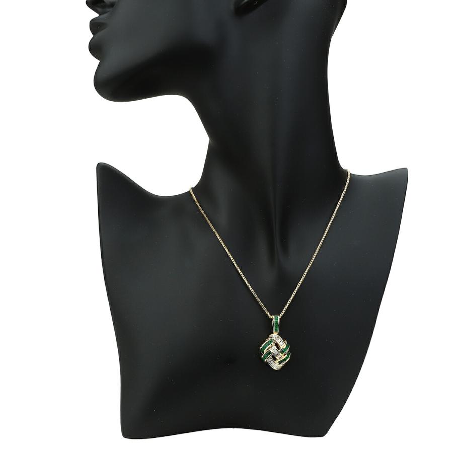 K18YG エメラルド&ダイヤモンドペンダントトップ 新品K18YG エメラルド0.16ctダイヤモンドペンダントネックレス鑑別付