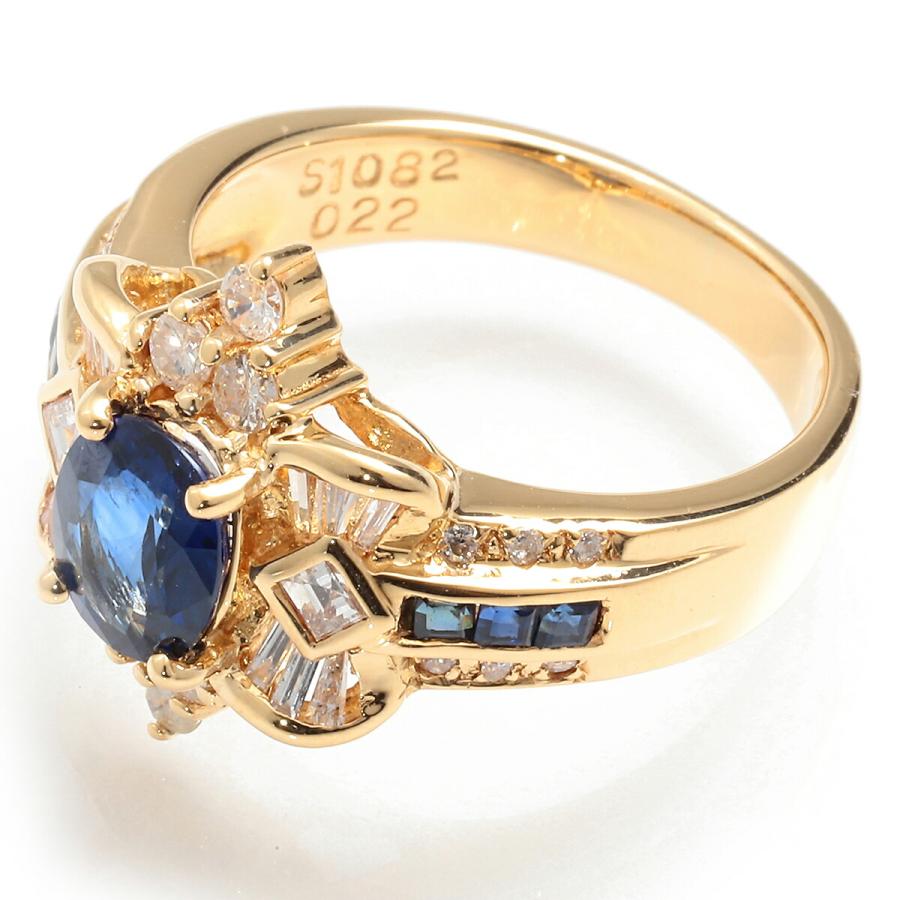 リング 指輪 サファイア 1.082ct サファイア 0.22ct K18 11号 中古  