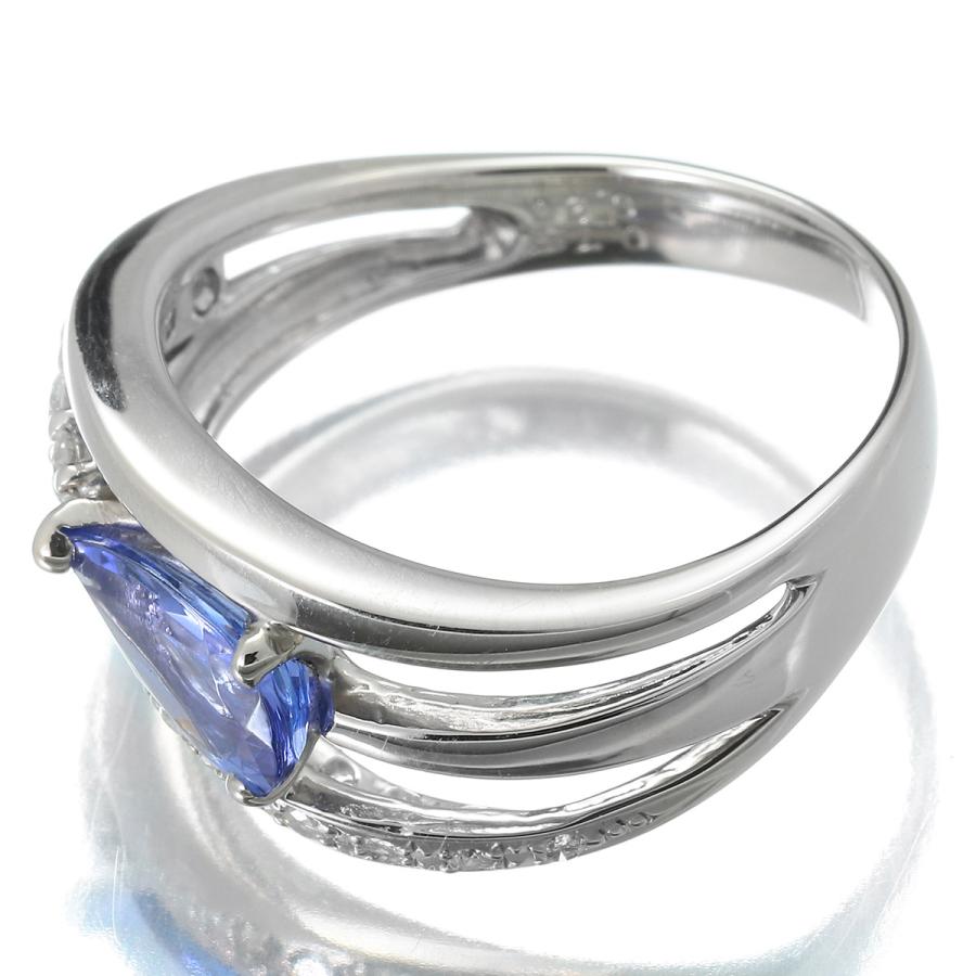 3連デザインリング 指輪 タンザナイト 0.75ct ダイヤモンド 0.25ct 