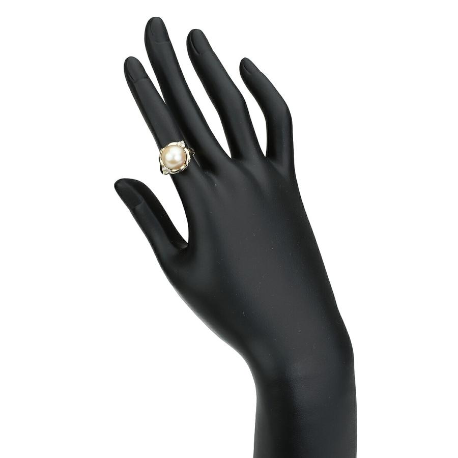 パールリング 指輪 真珠 10.3mm ダイヤモンド K18 10号 中古  