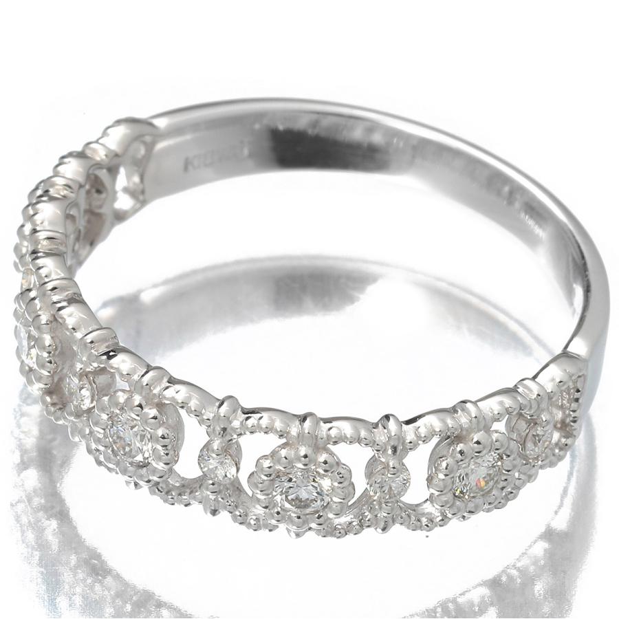 透かしデザイン リング 指輪 ダイヤモンド 0.22ct ホワイトゴールド
