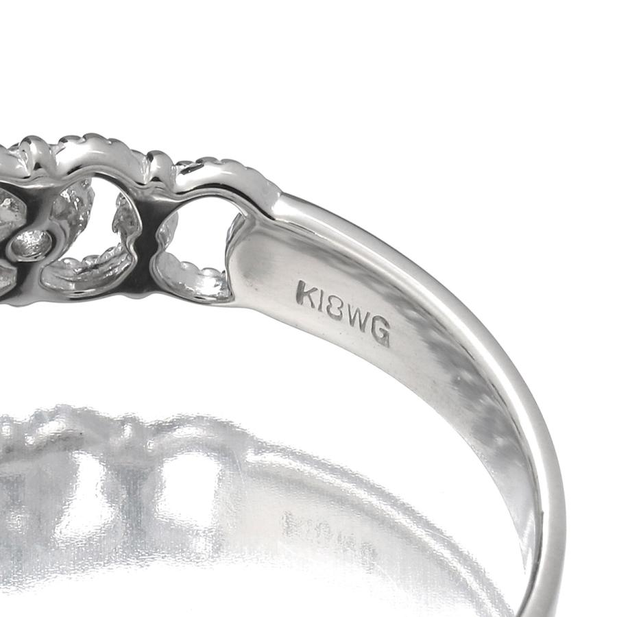 透かしデザイン リング 指輪 ダイヤモンド 0.22ct K18WG 14号 中古  