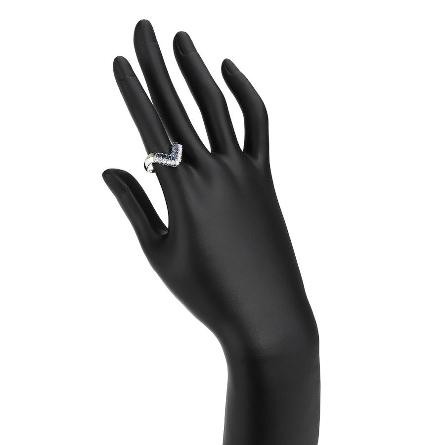 V字デザインリング 指輪 ダイヤモンド 0.4ct サファイア 0.22ct Pt900  