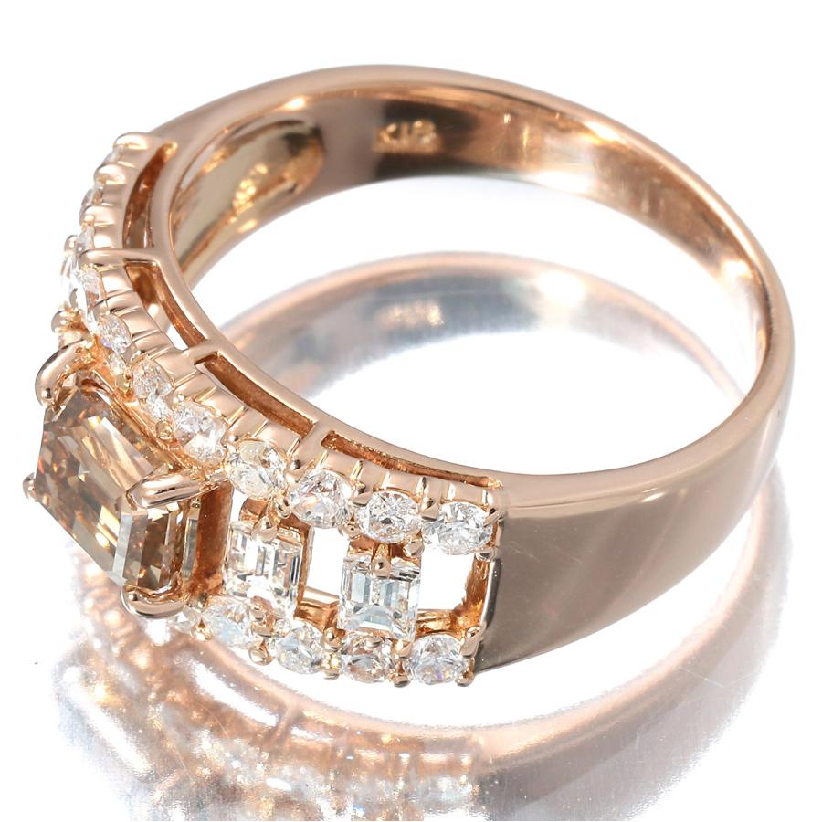 エメラルドカット リング 指輪 ブラウンダイヤモンド 1.02ct 