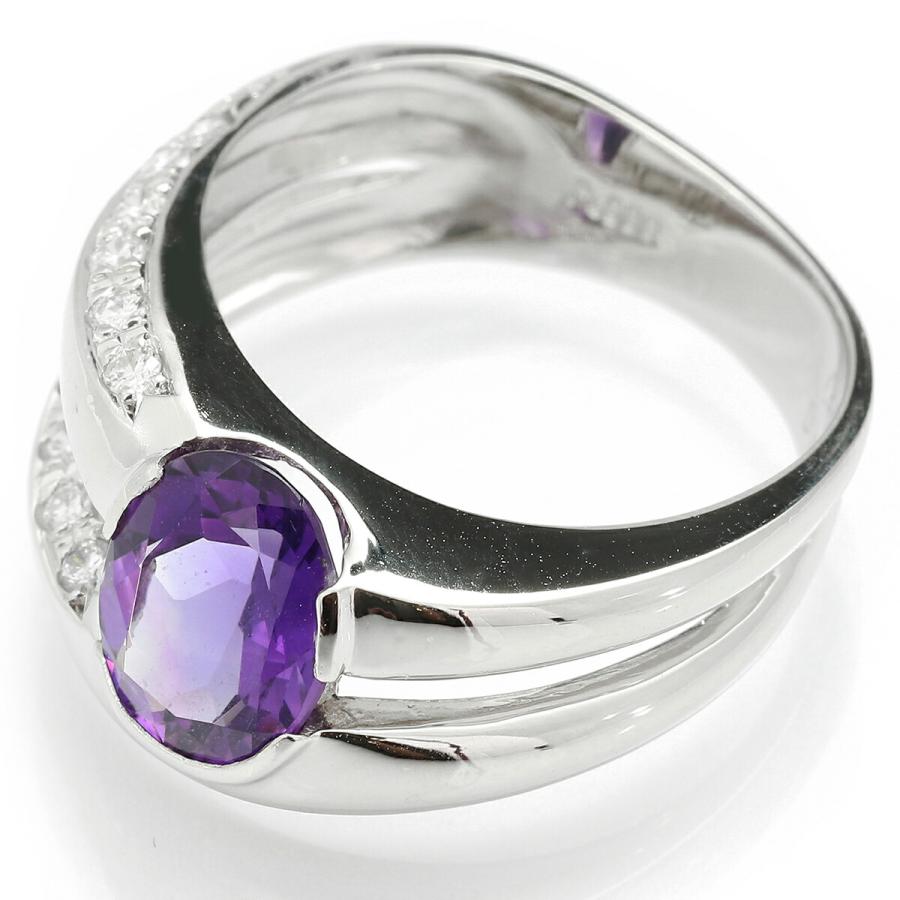 アメシスト 1.58ct ダイヤモンド プラチナ Pt900 オープンデザイン 