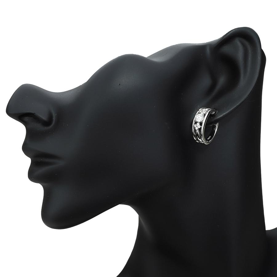 フラワーモチーフフープデザイン 片耳ピアス ダイヤモンド 0.3ct Pt900  