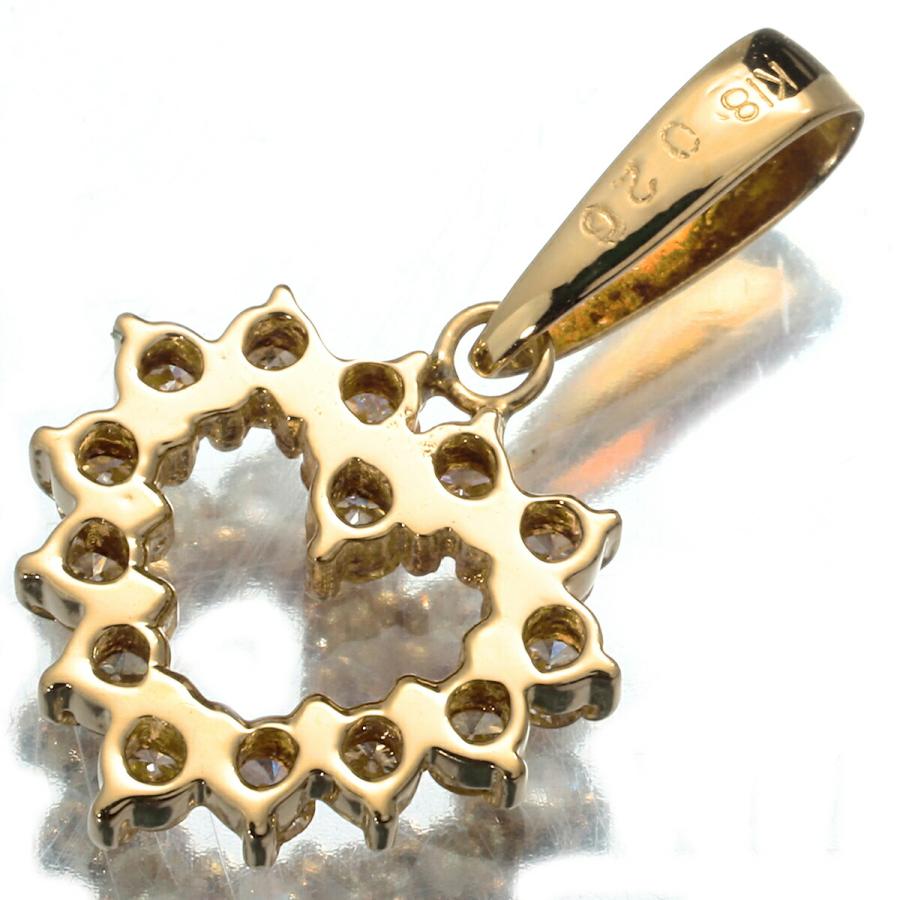 ダイヤモンド 0.2ct イエローゴールド K18YG ハートモチーフペンダント 