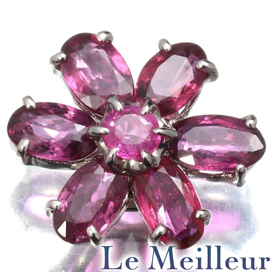 フラワーモチーフペンダントトップ ルビー 1.8ct K18 中古 返品OK : Le 