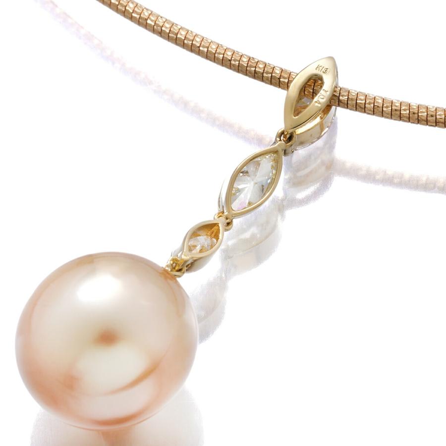 パール オメガネックレス 白蝶真珠 14.4mm ダイヤモンド 1.04ct 