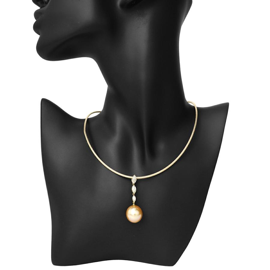 パール オメガネックレス 白蝶真珠 14.4mm ダイヤモンド K18 中古  