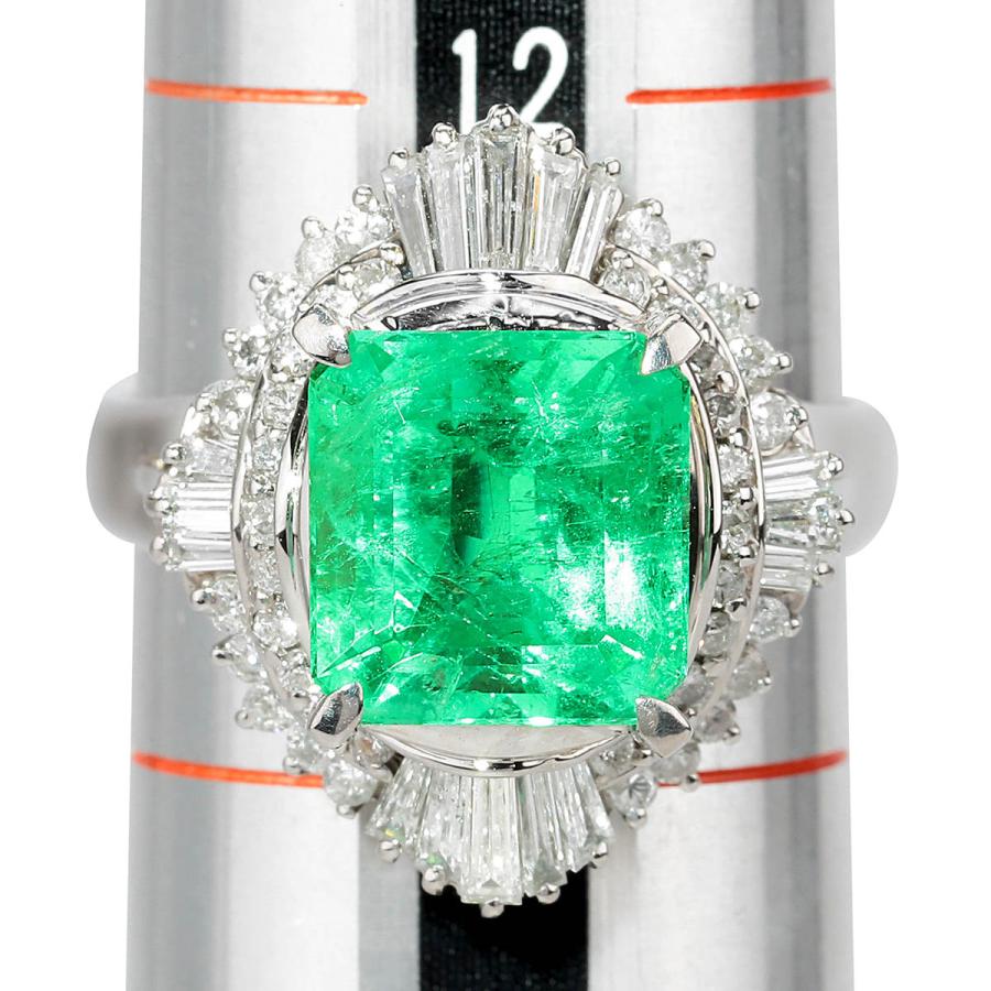 リング 指輪 エメラルド 2.88ct ダイヤモンド 0.75ct プラチナ