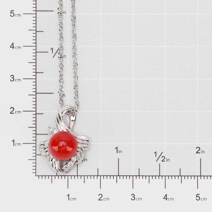 ペンダントネックレス サンゴ 8.9mm ダイヤモンド プラチナ Pt900 中古 返品OK