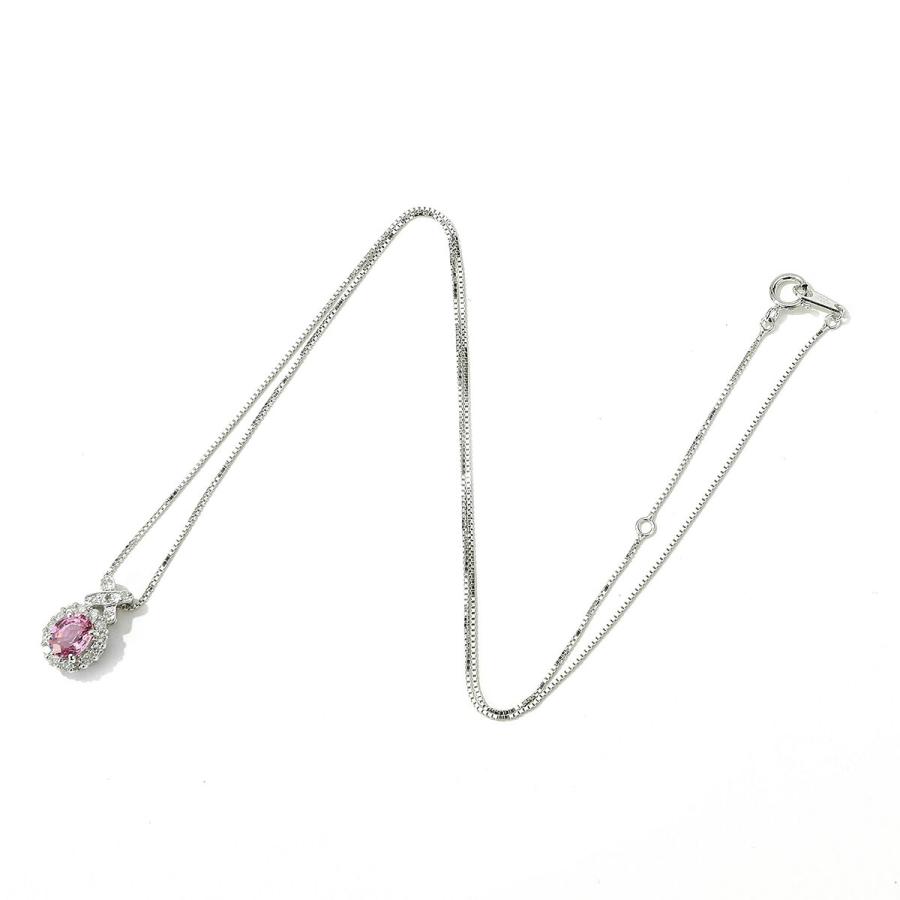 k14WG ピンクサファイア ダイヤモンド ペンダント ピンクサファイア 0.61ct ダイヤモンド ホワイトゴールド K14WG