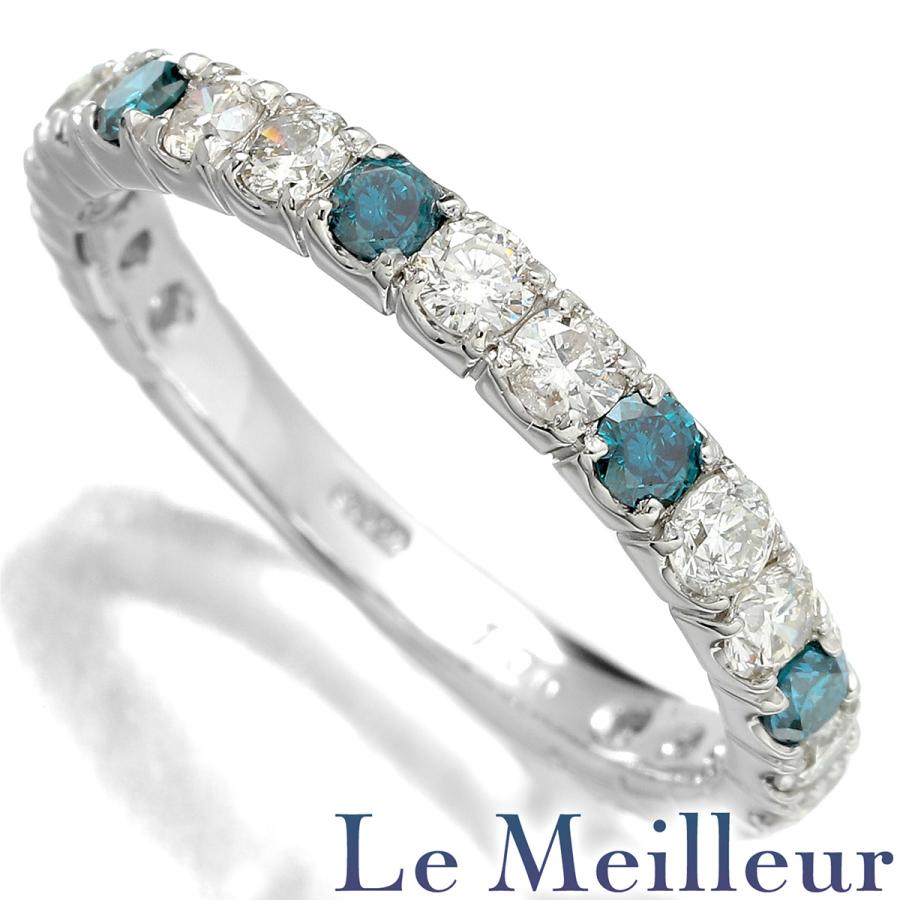 ダイヤモンド 1ct プラチナ Pt900 クリア＆ブルーダイヤ