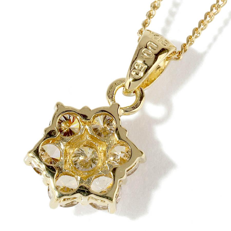 K18YG フラワー ペンダントネックレス フラワーモチーフペンダントネックレス ダイヤモンド 0.50ct イエロー