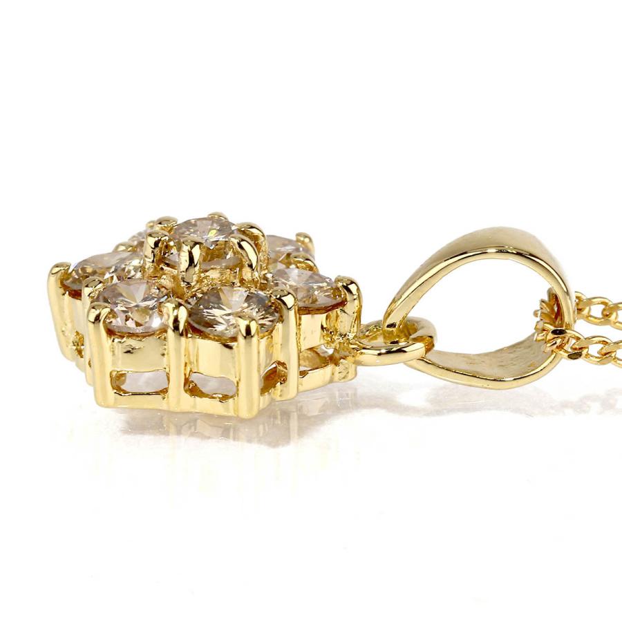 フラワーモチーフペンダントネックレス ダイヤモンド 0.50ct イエロー