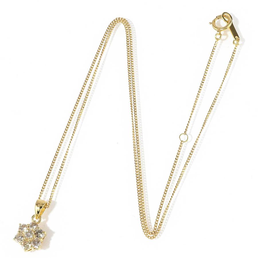 フラワーモチーフペンダントネックレス ダイヤモンド 0.50ct イエロー