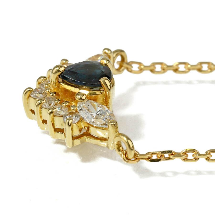 サファイア 0.23ct ダイヤモンド 0.28ct イエローゴールド K18YG 