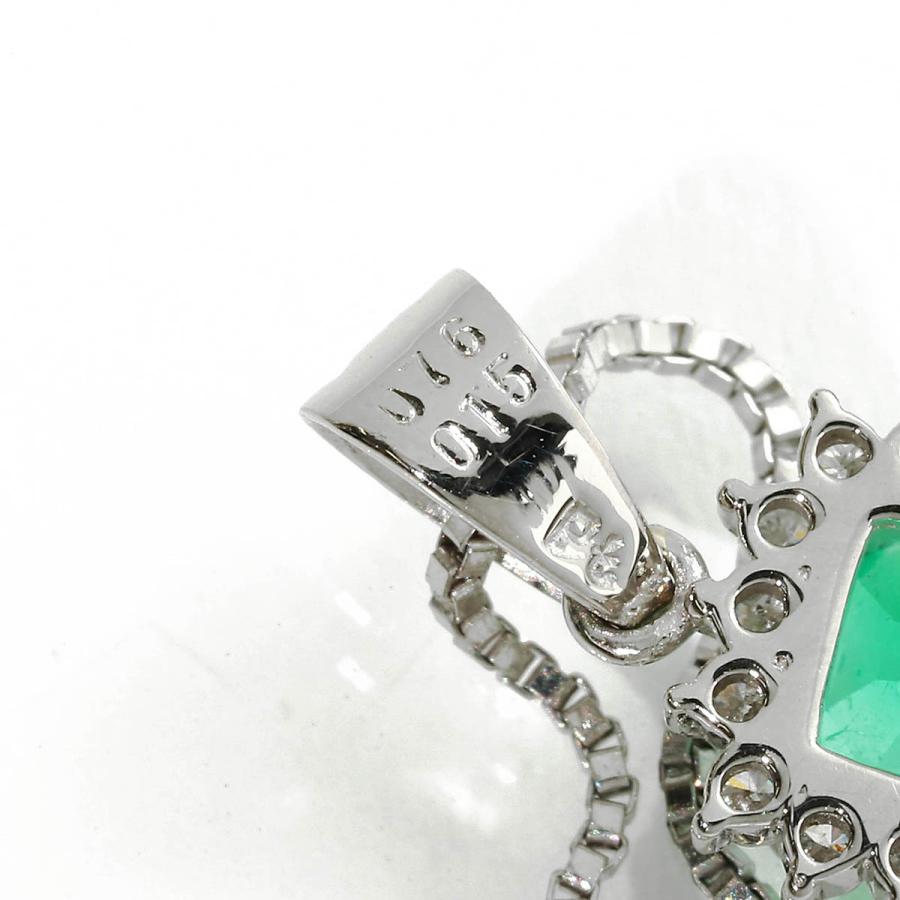 エメラルド 0.76ct ダイヤモンド プラチナ Pt850 ヘイローペンダント