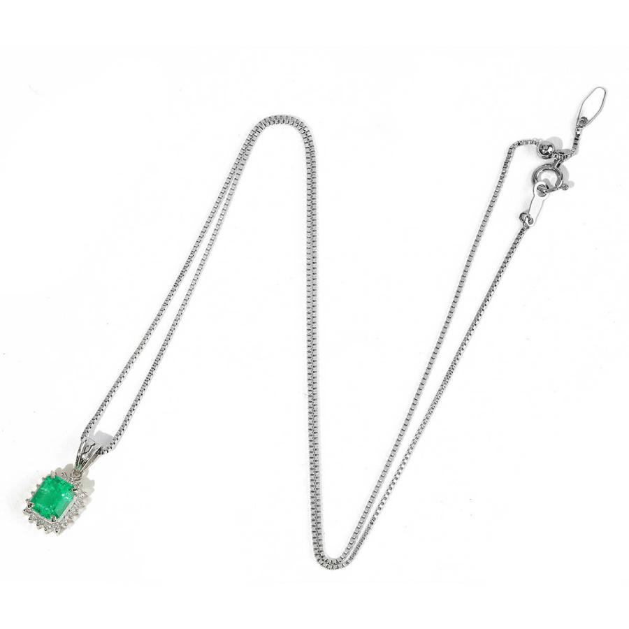 エメラルド 0.76ct ダイヤモンド プラチナ Pt850 ヘイローペンダント