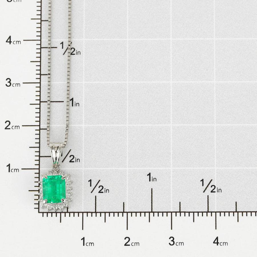 エメラルド 0.76ct ダイヤモンド プラチナ Pt850 ヘイローペンダント