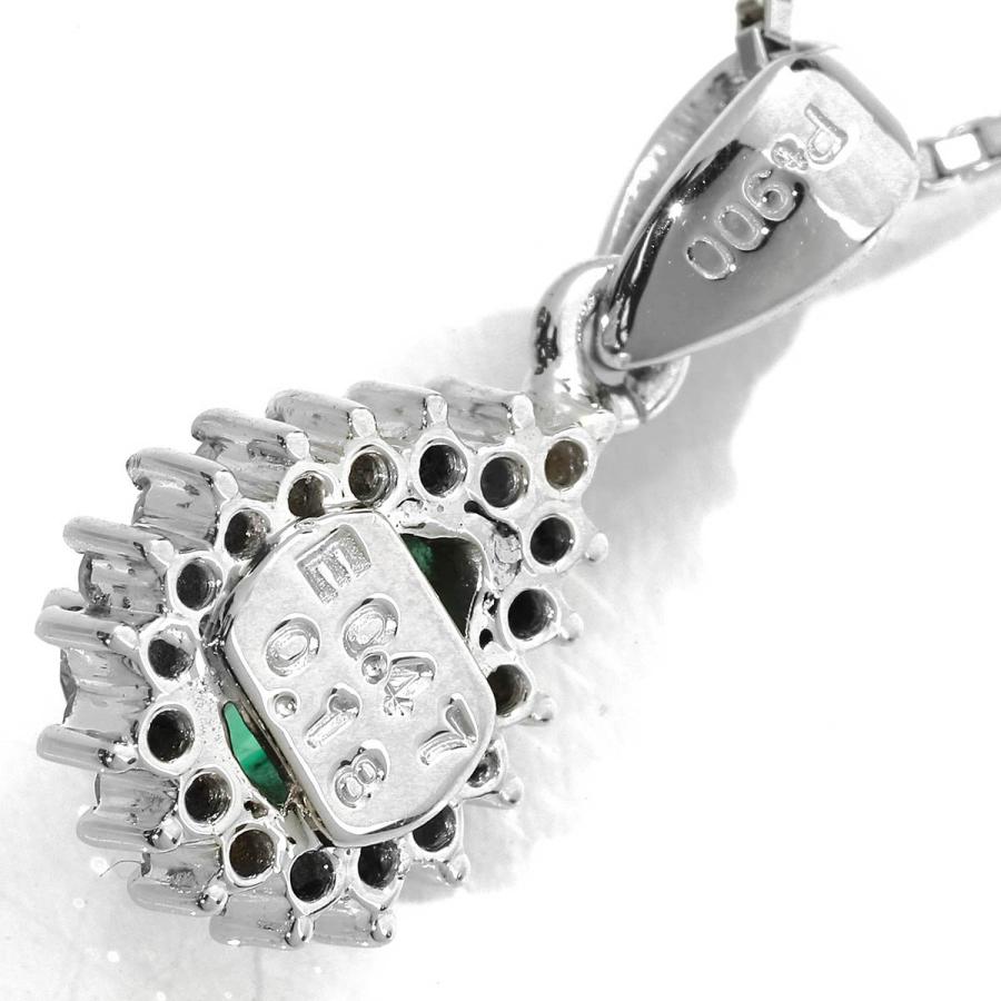 エメラルド 0.47ct ダイヤモンド プラチナ Pt900 ドロップモチーフ 