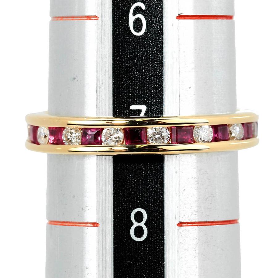 ルビー 0.51ct ダイヤモンド 0.29ct イエローゴールド K18YG リング 7 